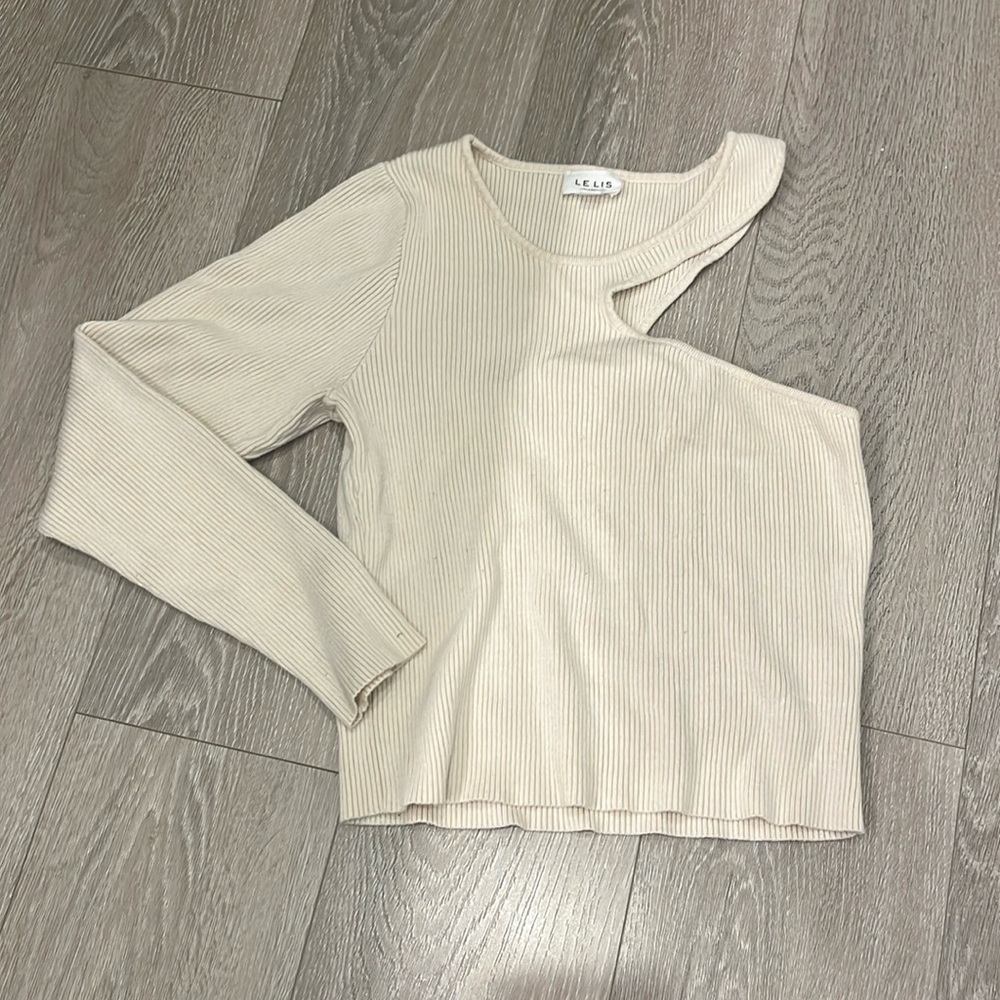 Beige one shoulder shirt